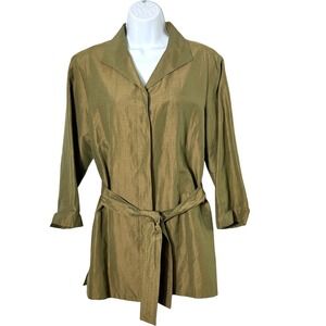 Alfani Silk Linen Belted Tunic Top Size 14 Jacket Office Minimalist Quiet Luxury